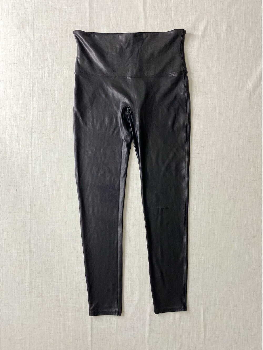 SPANX Black Faux Leather Leggings Plus Size 1X /UK 24-26 High Waist Shaper 2437P